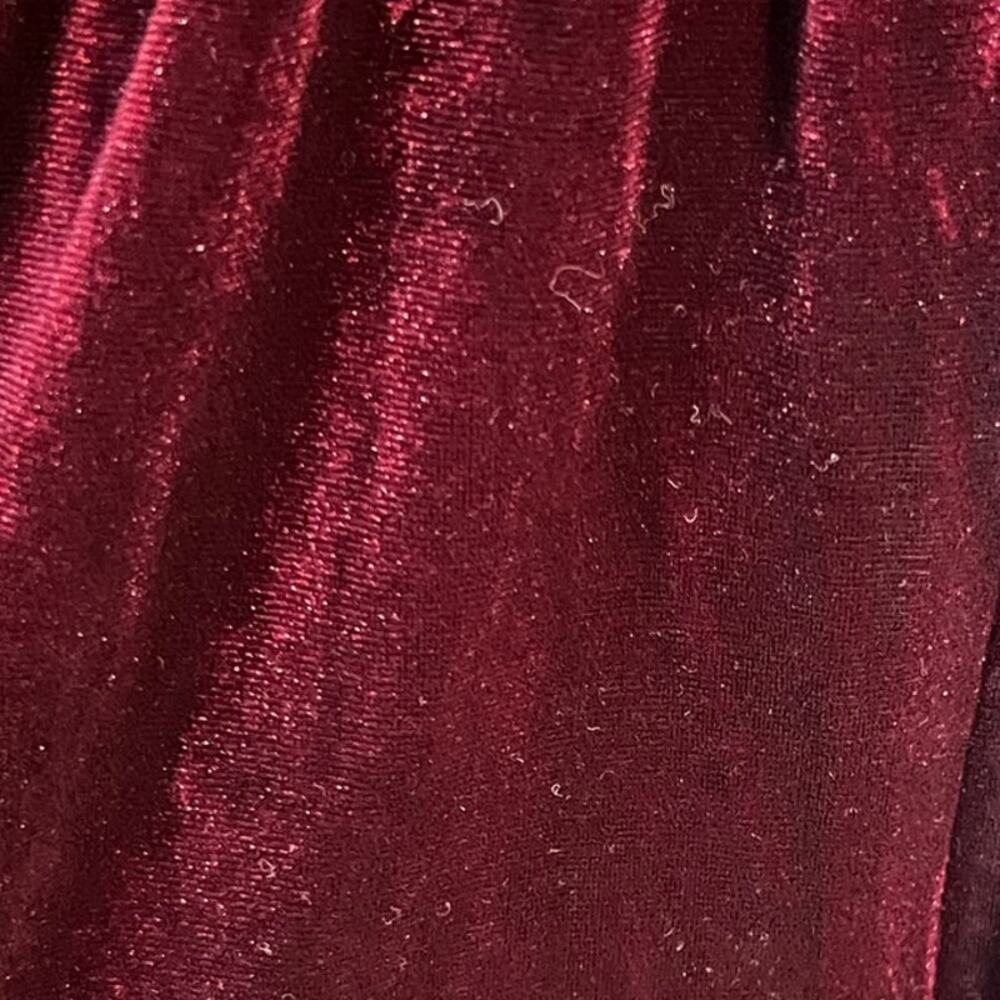 Burgundy Black Velvet Gown Size 8 Deep V Back Long Sleeve NWT Renz - Picture 7 of 9
